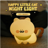 创意快乐小猫拍拍灯送男女朋友生日礼物硅胶灯可爱一只猫咪小夜灯 S-09 快乐小猫拍拍灯