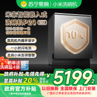 [自营]米家小米嵌入式洗碗机18套P20免水洗单消毒单烘干洗消存一体机135℃热风烘干智能识污QMDW1803M