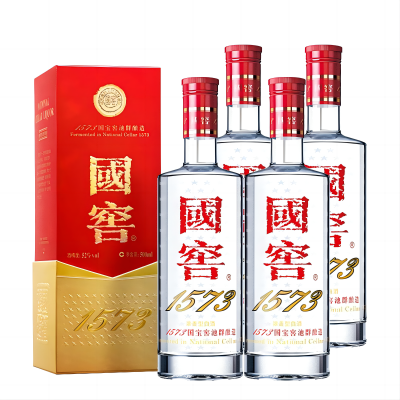 泸州老窖 国窖1573 浓香型白酒 52度500ml*4 四瓶装