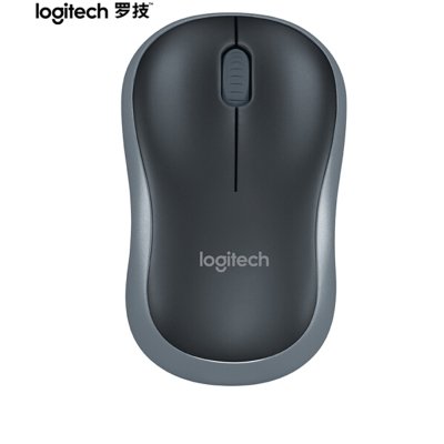 罗技(Logitech) M185(M186) 鼠标 无线鼠标 办公鼠标 对称鼠标 黑色灰边 带无线2.4G接收器