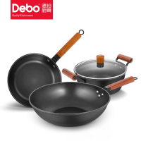 德铂（Debo） DEP-701 富兰克林锅具套装无涂层煎炒铁锅汤锅三件套