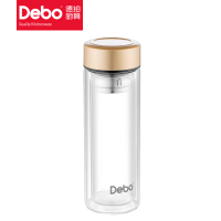 德铂(Debo) DEP-781 穆里纳高硼硅耐热双层玻璃杯+304不锈钢茶漏 320ML