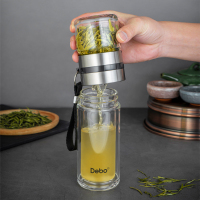 德铂(Debo) DEP-746 特尔斯茶水分离双层玻璃水杯 中式商用办公杯260ml