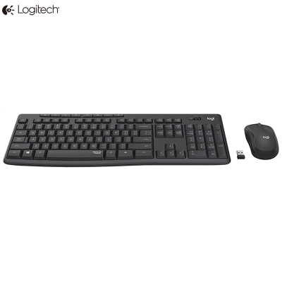 罗技(Logitech) MK295 无线键鼠套装 办公轻音键鼠套装 全尺寸 带无线2.4G接收器 黑色