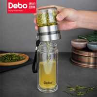 德铂(Debo) DEP-746 特尔斯(玻璃水杯) 两用茶水分离泡茶杯双层隔热玻璃杯 260ml