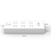 得力18284延长线插座(带电源适配器)(白)6组+3U_2米单位:只