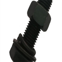 GB5783全牙发黑8.8外六角螺栓带螺母平垫弹垫M10-1.5*25材质35K20个/包