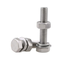 典点扣 全牙外六角螺栓带标准螺母平垫弹垫,M6-1X25,不锈钢304,200套/箱,整箱销售