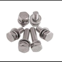 典点扣全牙外六角螺栓带加厚螺母平垫弹垫/M12-1.75X50/不锈钢304,250套/箱,整箱销售