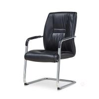 HiBoss 办公椅黑色皮椅钢制脚弓型椅JHPY10 1把