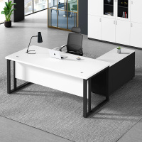 北京德诚和黑白款班台钢架桌板式桌经理桌