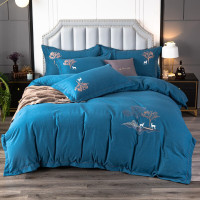 悠梦嘉居埃及长绒棉磨毛四件套柔软细腻舒适四季款更适合冬日使用标准码刺绣干爽透气加厚磨毛200*230 YJ-1110