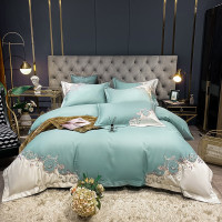 悠梦嘉居轻奢刺绣四件套双拼角交叉刺绣高档工艺全棉轻奢享受高档礼盒装200*230 YJ-1002