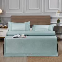 悠梦嘉居凉感绣花冰丝席超柔面料,舒适性高,凉爽绣花工艺,高档产品YX-1027晨露浮青