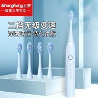 上亨(shangheng)电动牙刷声波成人男女士学生党情侣款智能全自动无线声波感应防水亮白软毛充电 蓝色