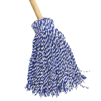 妙潔木柄拖把 墩布棉线地拖把圆头蓝白线绳老式拖布