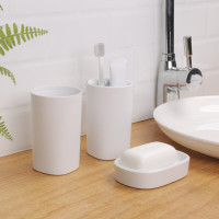 全格简约洗漱三件套(皂盒、牙刷架、口杯)WY030101(潞城)