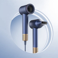 酷鲨吹风机护发高速吹风机家用 电吹风 中空无叶大功率负离子速干低噪护发高速吹风机群青蓝礼盒装(TT)