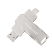 纽曼V33 Pro u盘 旋转优盘 USB3.0 type-c 优盘 金属 易携带 银色 128GB(TT)