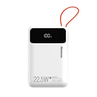 纽曼迷你全兼容20000毫安充电宝2万毫安移动电源22.5W快充PD快充自带线P268 白色(TT)
