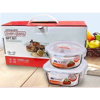 乐扣乐扣耐热玻璃保鲜盒微波炉加热专用带饭上班便当盒LLG821S002 380ml 圆型+方型500ml(TT)