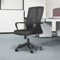 兰冉人体工学电脑椅办公椅经理椅职员椅会议椅可升降黑色中背转椅