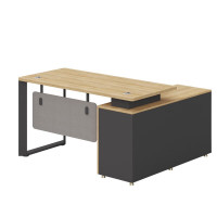 德诚和 老板桌办公桌椅组合经理桌板式大班台主管桌总裁桌办公家具现代简约北欧ins风德法系列2400*1980*750mm