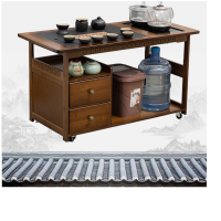 阿斯卡利移动茶桌茶台家用木小茶车客厅茶几沙发边几柜茶具盘烧水壶一体(TT)