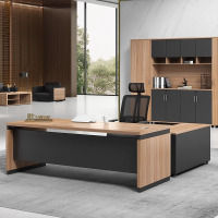 兰冉 LR-ST-065 简约板式经理桌子主管办公桌含侧柜 W1600*D800*H750mm