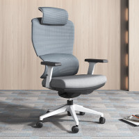 兰冉电脑椅子久坐舒服家用办公椅人体工学椅带腰靠转椅白框高背款