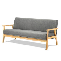 办公沙发北欧实木布艺沙发接待会客室小户型休闲沙发三人位