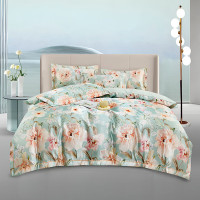 金丝提花数码印四件套-霁蓝染露