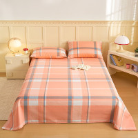 老粗布凉席三件套-橙粉大格