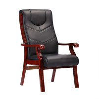 兰冉 LR-ST-272 中式实木四脚会议椅子头层牛皮W650*D640*H1150mm