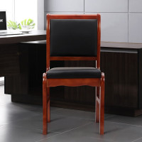 兰冉 LR-ST-210 四脚实木培训椅西皮会议椅子 W480*D500*H900mm