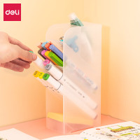 得力(deli)五格多功能斜插式笔筒 桌面收纳笔架 透明色 8932(24个起售)