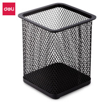 得力(deli)9174金属网状圆形笔筒笔插 简约创意桌面化妆收纳盒收纳桶笔盒 办公用品 黑色(只)12只起售