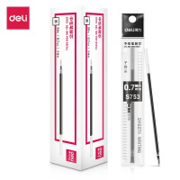 得力(deli)S753子弹头中性笔芯0.7mm子弹头(黑)(20支/盒)