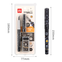 得力A933钢笔可换墨囊 黑色不可擦(1支钢笔+6支墨囊)(24支起订)