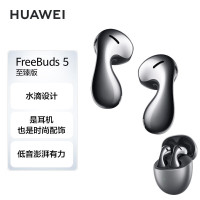 华为HUAWEI FreeBuds 5半入耳式降噪蓝牙耳机 水滴设计超磁感澎湃单元 音乐游戏运动耳机 至臻版冰霜银