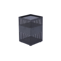 办公文具方形冲孔笔筒铁网简易笔筒方笔桶铁质CQY815(7*7*10.5)