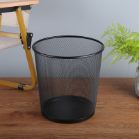 金属网垃圾桶无盖圆形黑色办公纸篓大号CQY5001(30.5*34.5)