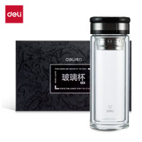 得力(deli)DL8988 双层加厚玻璃杯(透明)(只)320ml