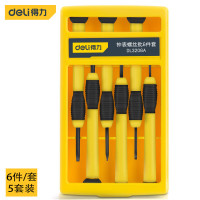 得力 5套装 塑柄精密十字一字螺丝批组合套装6件维修螺丝刀 DL3206A