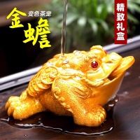 金蟾茶宠摆件精品可养变色茶具配件 大号金蟾