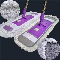 德诚和智能扫地机器人DECHENGHE高效清扫家居清扫神器自动清扫设计棉纱纤维平板拖把 不锈钢伸缩杆平拖56CM尘推