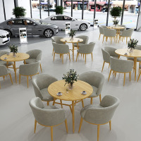 德诚和(DECHENGHE)实木洽谈桌椅简约组合接待会客议办公休闲谈判咨询阅览区 一桌四椅