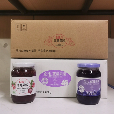 丘比蓝莓果酱340g*12瓶整箱面包果酱早餐 面包配料蓝莓调味酱