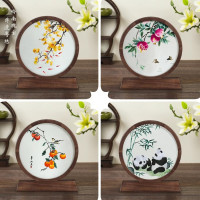 非遗粤绣广绣手工刺绣实胡桃木摆件广州广东特色纪念品出国送老外