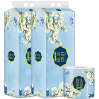 清风 卷纸有芯卷筒纸巾超韧系列4层120克12卷*2题厕纸手纸卫生纸整箱